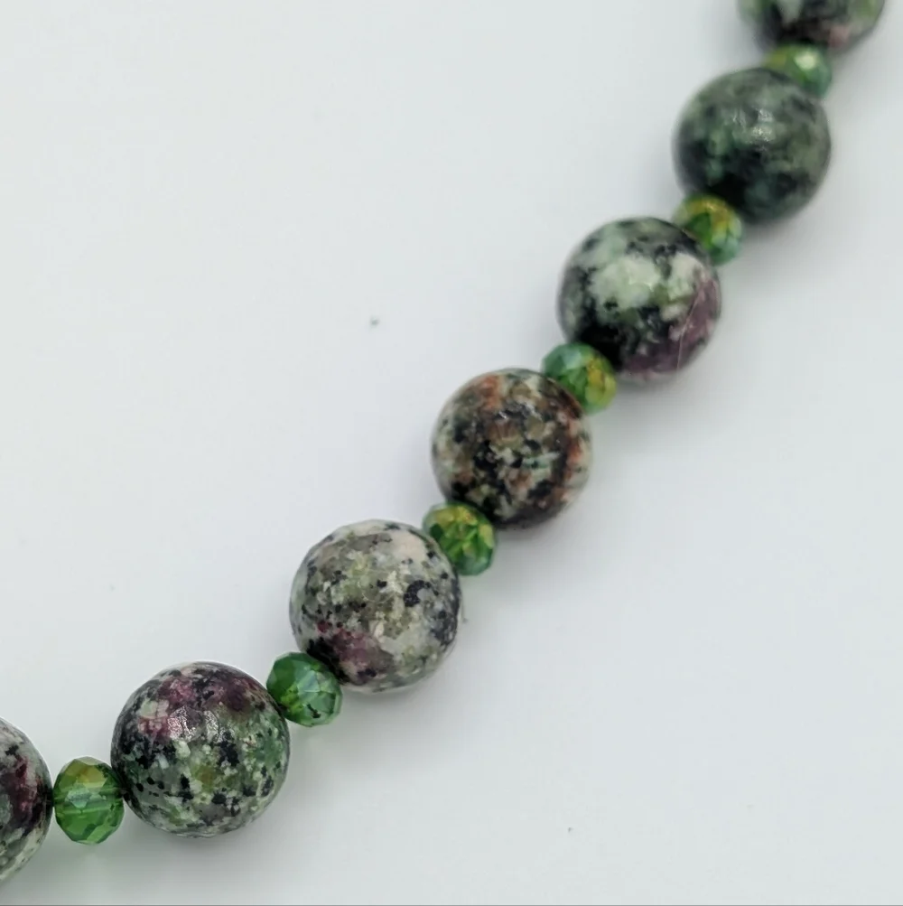 Ruby Zoisite Faceted Bead Necklace 20" - Picture 6 of 10